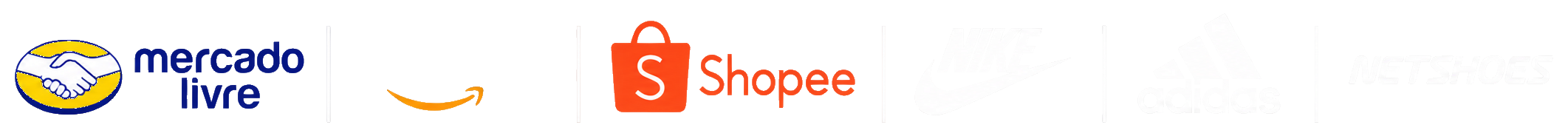 Mercado Livre, Amazon, Shopee, Nike, adidas e Netshoes